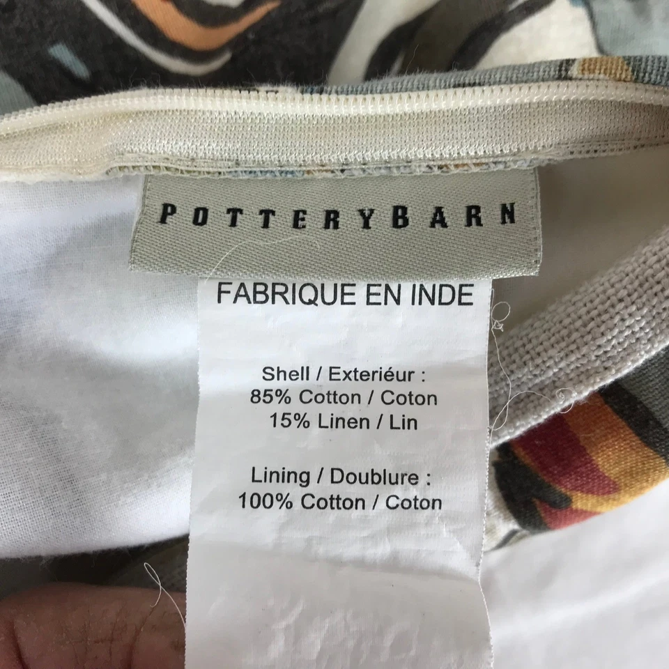 Fundas de almohada Pottery Barn 2 piezas MAYLE pájaro floral árbol lino algodón 24x24 Foto 3 de 3