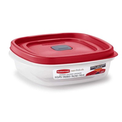 Rubbermaid 2030328 Easy Find Vented Lid Food Storage Container, 3-Cup (4) Red