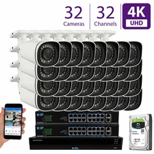 (32) 4K 8MP 5X Motorized Zoom IP Microphone (6TB) NVR PoE Security Camera System