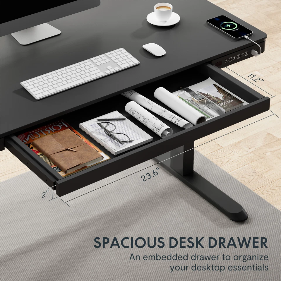 FLEXISPOT Hogar Oficina Altura Ajustable Escritorio de Pie Computadora Escritorio con Cajón Foto 4 de 4