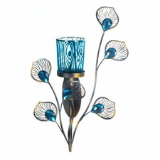 Peacock Wall Sconce Candle Holder – Ornate Decorative Accent with Jewel Details