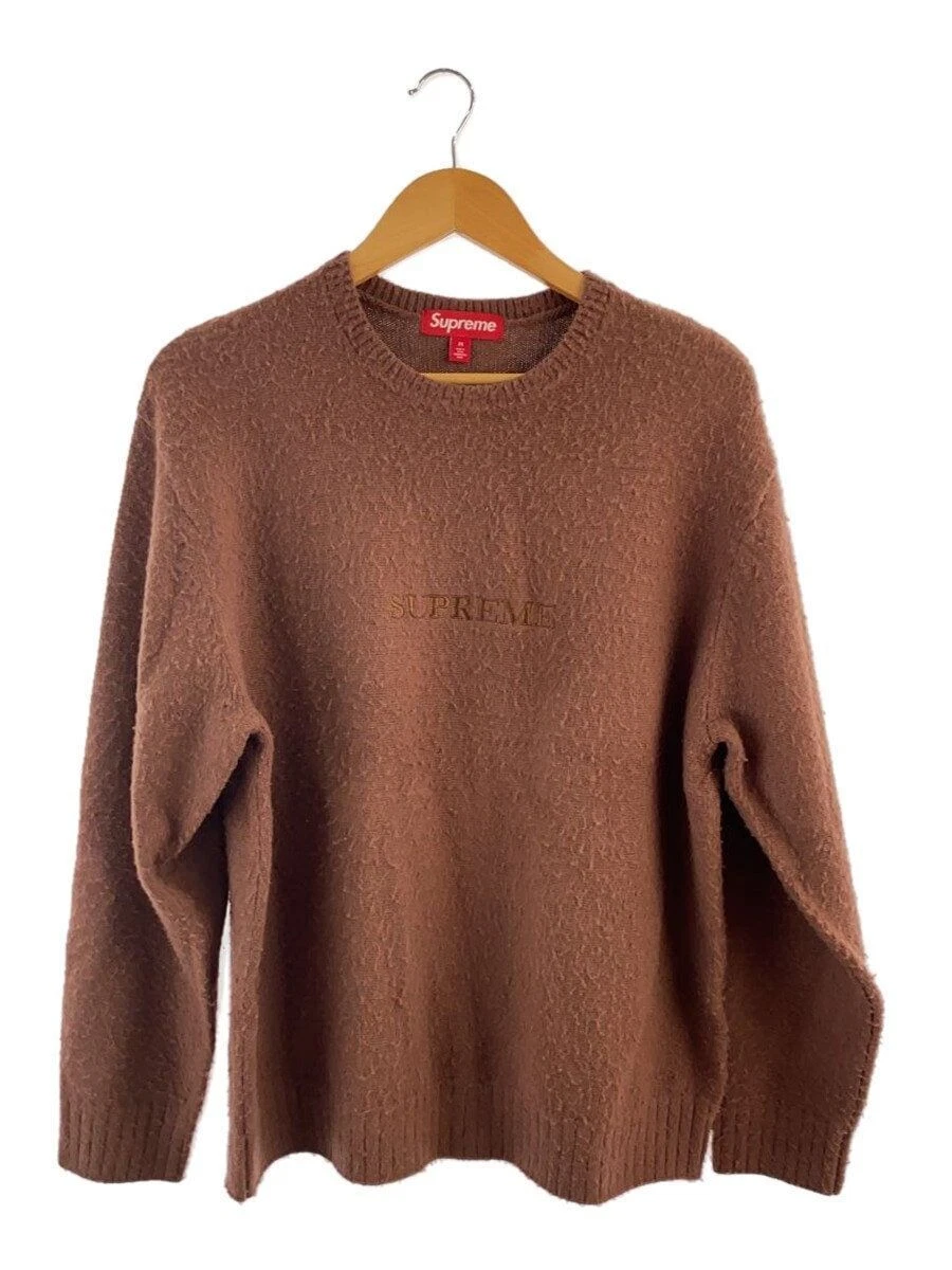 Pull tricot suprême 23AW pillé M laine marron occasion