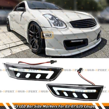 V3 LED WHITE BAR LENS BUMPER SIDE MARKER LAMP LIGHT FOR 03-07 INFINITI G35 COUPE