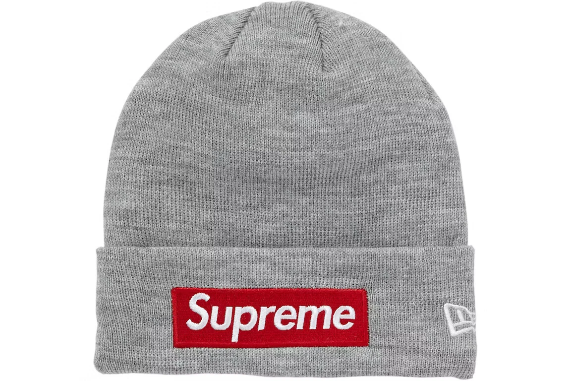 Boîte Supreme New Era Logo Beanie (FW18)   Gris bruyère
