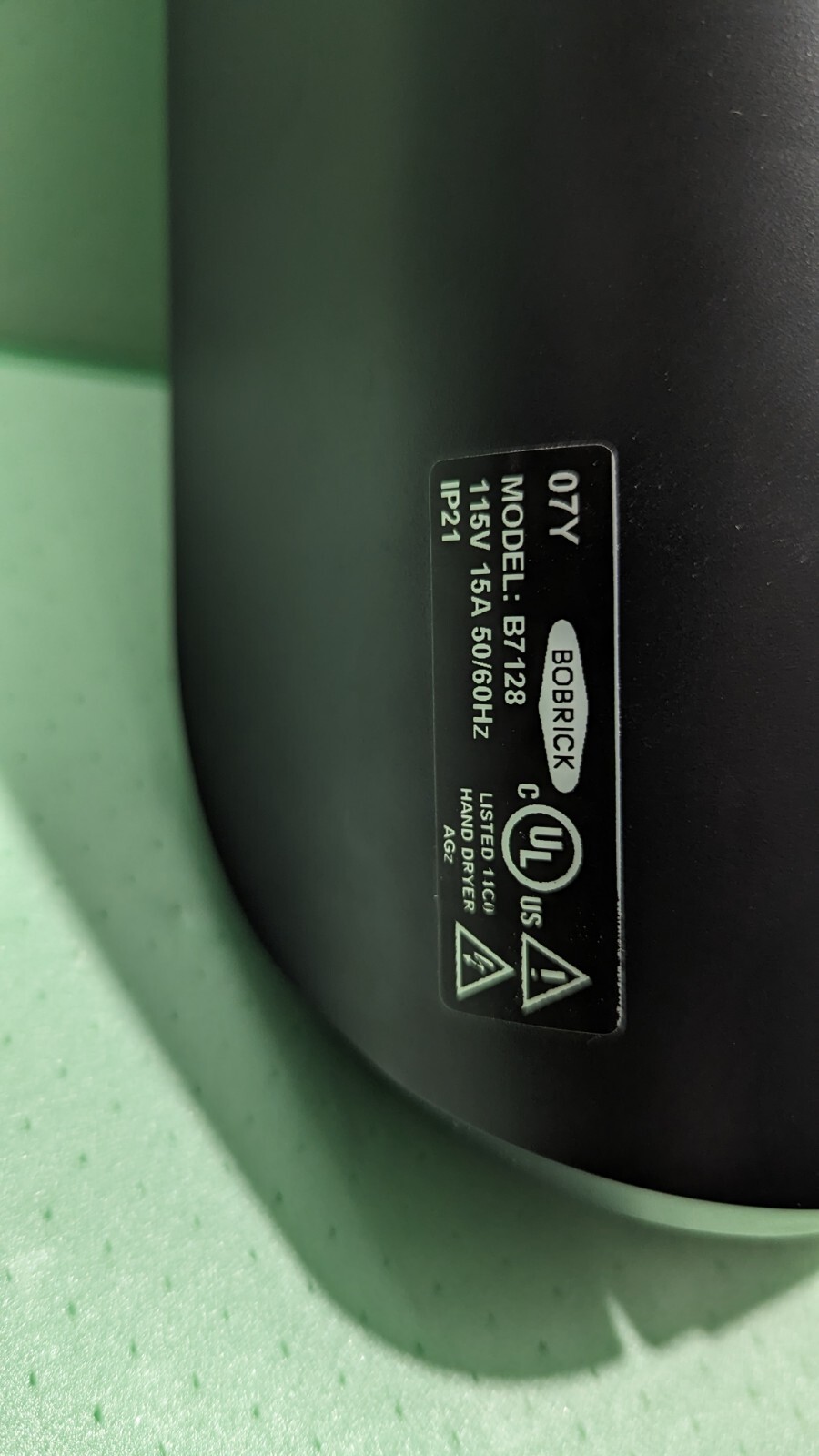 Bobrick 7128 115V Trimline Series Automatic Hand Dryer 1725W