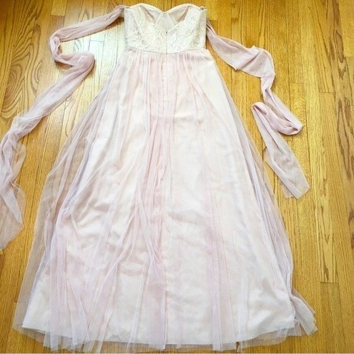 Jenny Yoo rosa A-Linie langes Maxi Spitze Tüll Kleid wandelbar Brautjungfernkleid - Bild 15 von 16