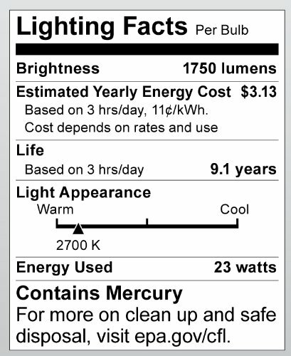 Satco S8207 26 Watt (120 Watt) 1750 Lumens Mini Spiral CFL Soft White 2700K GU24