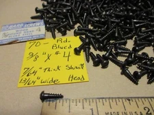 70 - VINTAGE NEW-OLD STOCK BLUED SLOTTED ROUND HEAD STEEL WOOD SCREWS, 3/8" X #4