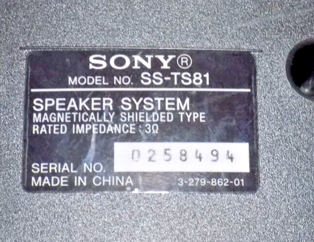 SONY SURROUND SOUND Model SS-TS81 PAIR of FRONT SPEAKERS * TESTED * Left & Right