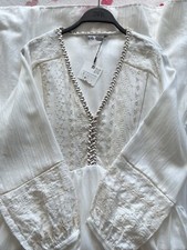 Zara Ecru Embroidered Long Maxi Dress Size S Bloggers Fave Boho Holiday 2298/091