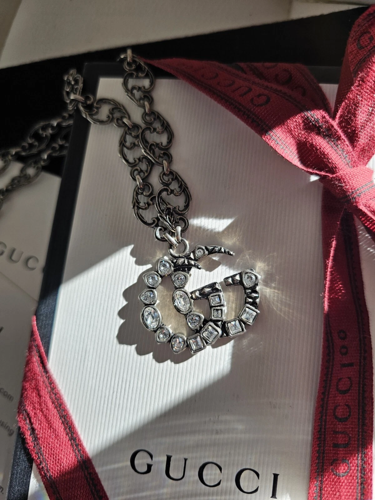 GUCCI GG Collana Cristallo Marmont Argento