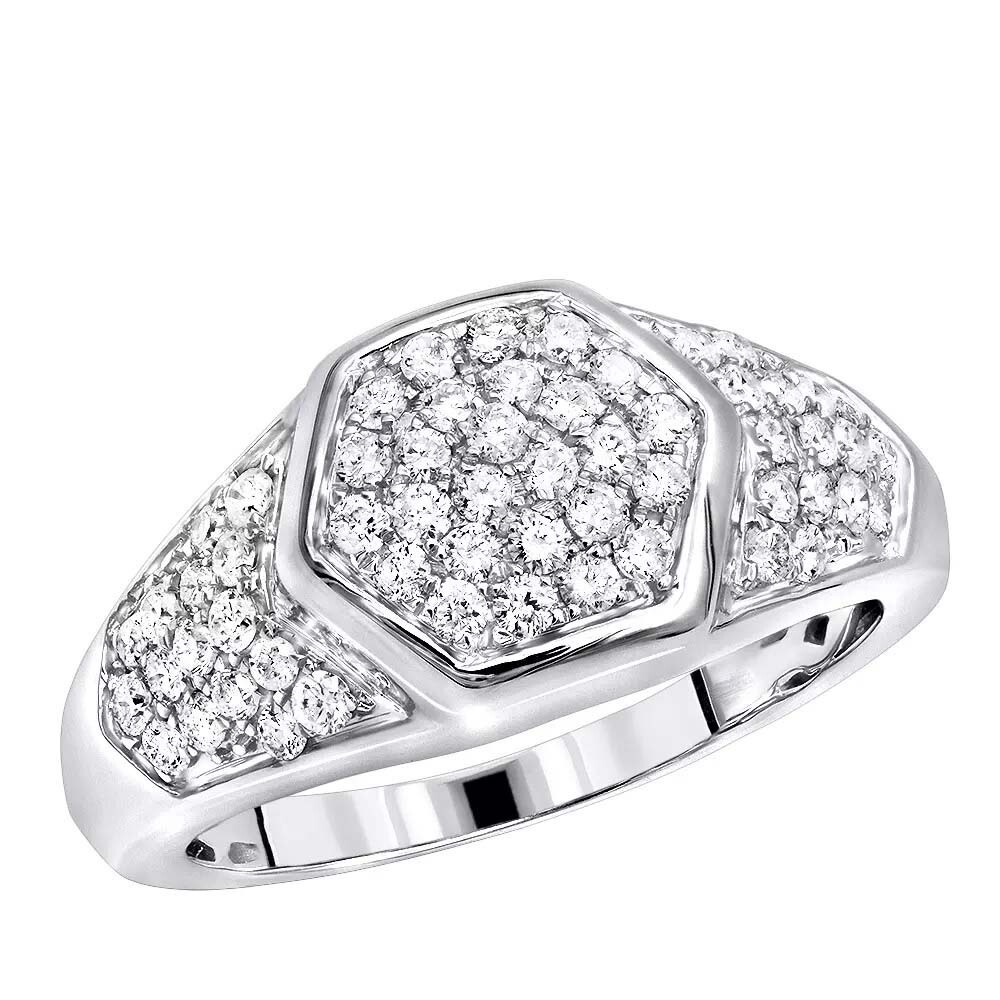 1.50 Ct D/FL Octagonal Moissanite Men's Ring in 14K White Gold