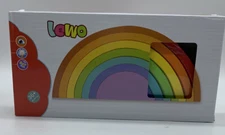 Lewo Wooden Rainbow Stacker Nesting Puzzle Blocks Educational Toys for Kids B...