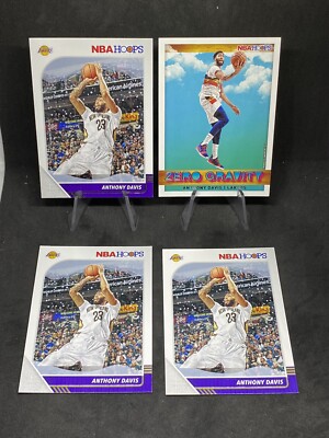 Anthony Davis 4 Card Lot 2019-20 NBA Hoops. 3x Winter Parallel #89, Zero Gravity