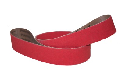 2 x 72 INCH VSM FERRARI RED 36 GRIT CERAMIC KNIFE GRINDING SANDING BELTS 5 PACK 
