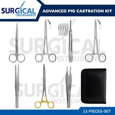11 Pcs Advanced Pig Castration Set Stainless Surgical Veterinary Instruments Kit