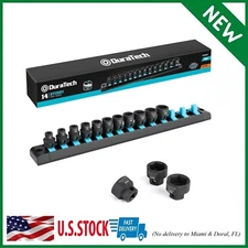 DURATECH 3/8 Drive Stubby Impact Socket Set, 14-Piece, Metric, 6-19Mm, Cr-Mo St