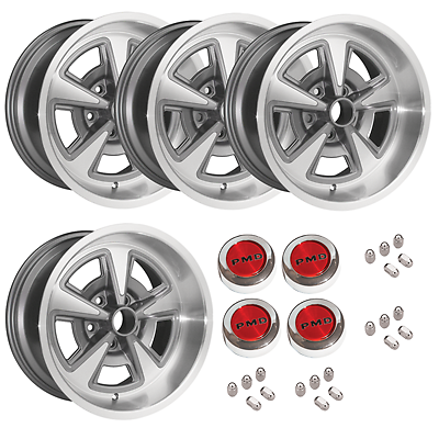 17x9 Pontiac Rally II Gun Metal Grey Wheel Kit | YEARONE | Powder ...