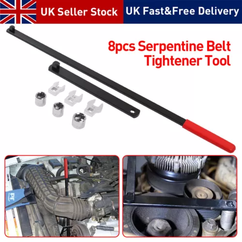8-teiliges Serpentine Riemenspannung Einstellwerkzeug Set 580 mm lang 3/8 Zoll Riemenscheibenschlüssel-Set - Bild 4 von 11