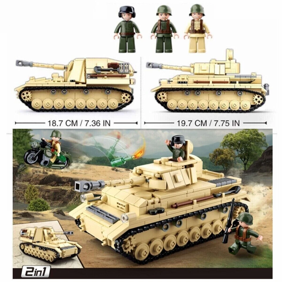Building Blocks MOC Military WW2 German Panzer IV Tank Bricks Model Kids DIY Toy - Image 3 of 4
