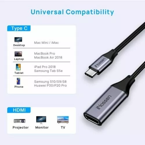 For Phone Android Type C to HDMI USB 3.1 Cable Adapter 4K HD Video TV Converter - Picture 3 of 6