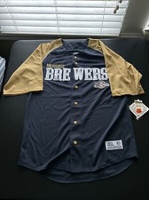Milwaukee Brewers Dynasty Emroidered Button Down Jersey Youth M