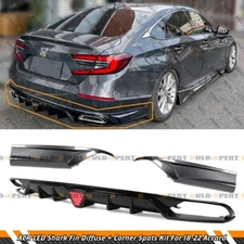 ACR BLACK LED REAR DIFFUSER+ MODERN STEEL METALLIC CORNER SPAT FOR 18-22 ACCORD