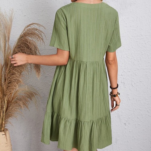 Damen Frauen A-Linie Minikleid V-Ausschnitt Party Abend Sommer Strand Sommerkleid Freizeit - Bild 9 von 32