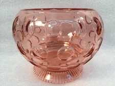 Pink Glass Round Bubble Cupped Rim Rose Bowl/Candy Dish