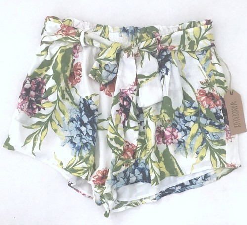 WANDERLUX Medium Floral Print Loose Leg Paperbag Waist Shorts $55.00 NWT New M