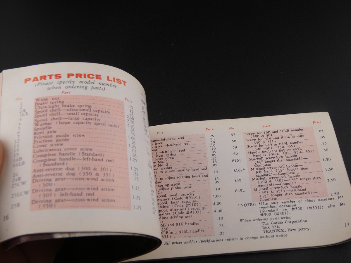 Garcia Mitchell Owners Manuals 300 - 301 - 350 - 351 Booklet