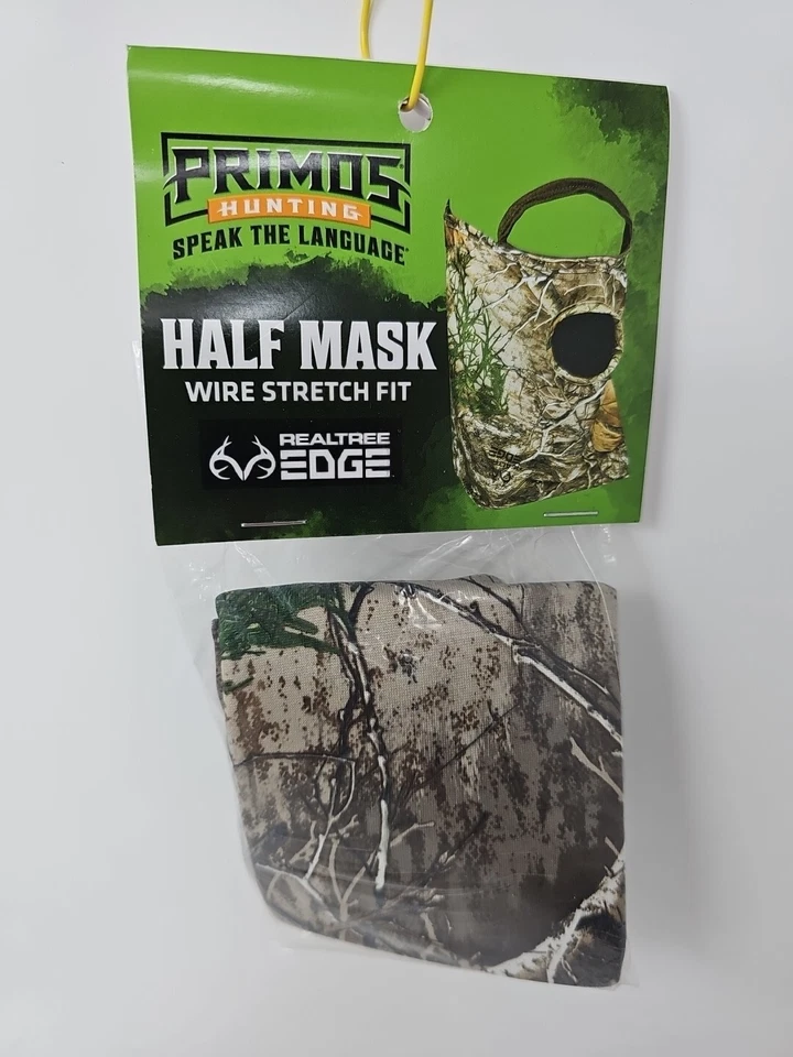Primos Stretch-Fit Half Face Mask Hunting Realtree Edge Camo Deer Turkey Mask - Image 2 of 4