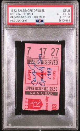 1983 Cal Ripken, Jr. Signed Opening Day Baseball Ticket PSA/DNA Certified 10 HOF - Picture 3 of 4