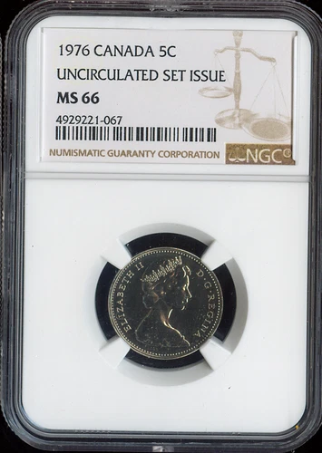1976 Canada 5 Cents 5C NGC MS66 - Quality