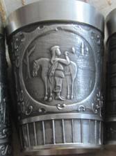 Zinnbecher, Weinbecher,  11 cm, mit Jagd-Motiven, Waidmanns Heil, SKS Zinn