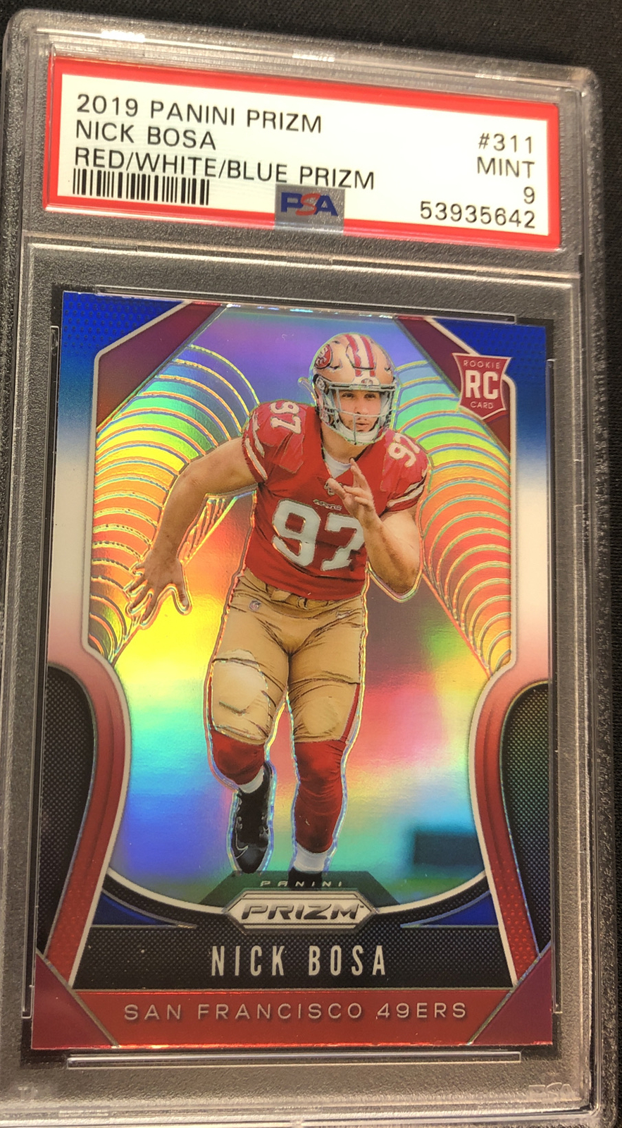 2019 Panini Prizm Nick Bosa Red White Blue Prizm Freshly Graded PSA-9- ENN Cards