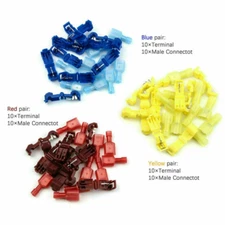 60Pcs T-Tap Splice Wire Connector Insulated Spade Electrical Crimp Terminals Kit