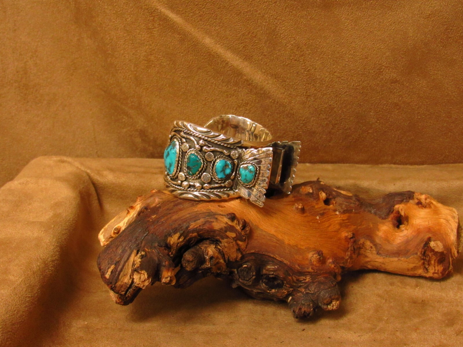 Ornate Sterling Silver and Turquoise Men's Watch Cuff Bracelet eBay