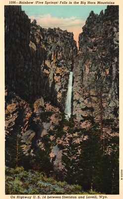 Postcard WY Big Horn Mountains Rainbow Five Springs Falls Vintage PC K5453