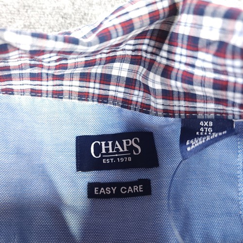Chaps Shirt 4XB New Long Sleeve Button Down Red Blue Check Pocket Logo Collared - Picture 7 of 13