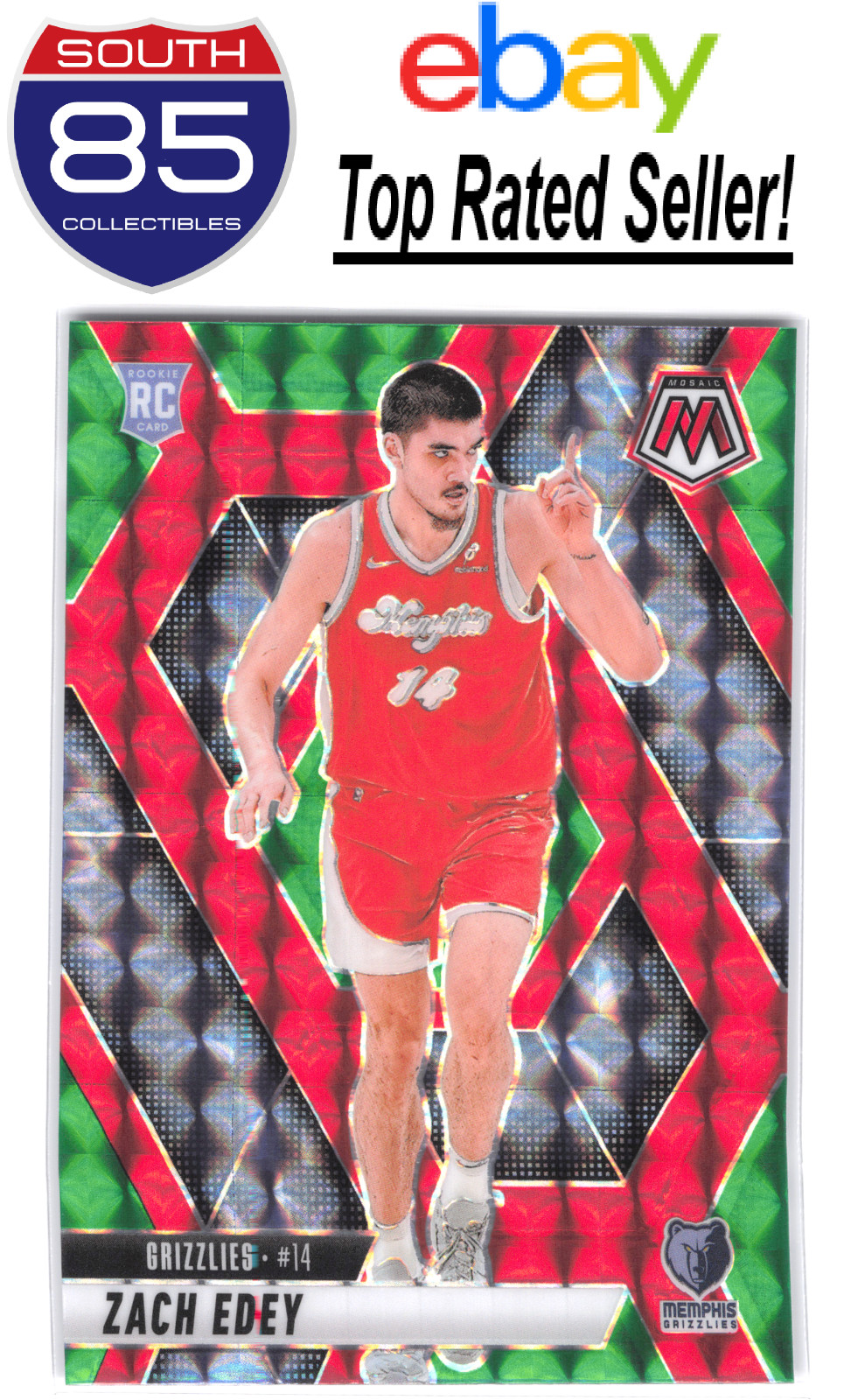 2024-25 Mosaic Zach Edey #248 Red Green Choice RC