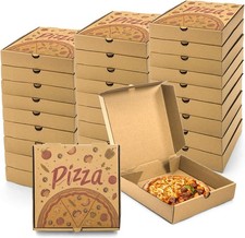 40 Pack Kraft Mini Pizza Boxes 7.3 x 7.3 x 1.6 Inch Small Corrugated Pizza