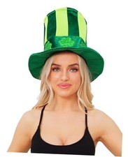 St. Patrick's Day Hats,Green Velvet Top Hat with Shamrock,Irish Leprechaun