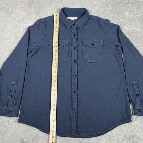 Camisa Manta Outerknown Para Hombres XS Azul Franela Bolsillos Abotonados Peso Pesado - Imagen 8 de 13