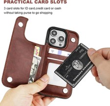 Leather Bookstyle Wallet Case for iPhone 17 16 15 14 13 12 11 7 8 SE Flip Cover