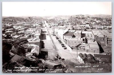 Antique Arizona Postcard NOGALES Border Town Two Countries RPPC