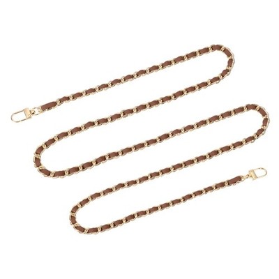 55'' Dark Brown Gold Buckle Bag Strap