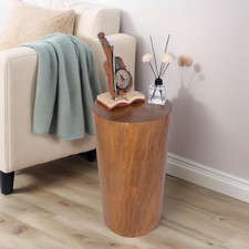 Rustic Solid Wood Tree Stump Table - Handmade Natural Side Table for Home & Pati