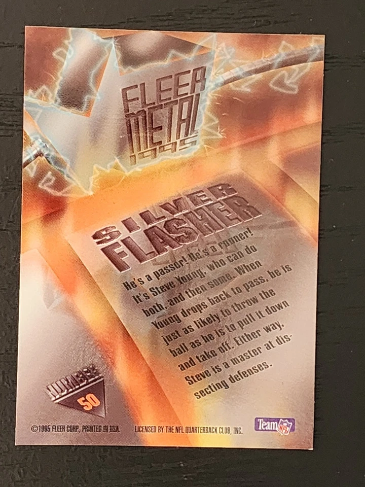 1995 Fleer Metal - Silver Flasher Steve Young #50 - Image 2 of 2
