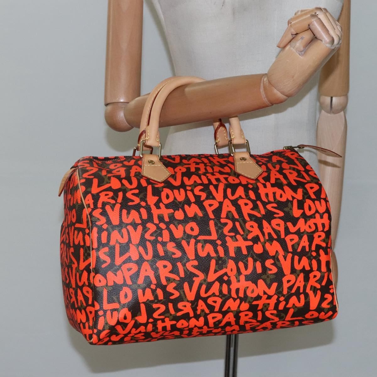 LOUIS VUITTON Monogram Graffiti Speedy 30 Hand Bag Orange M93705